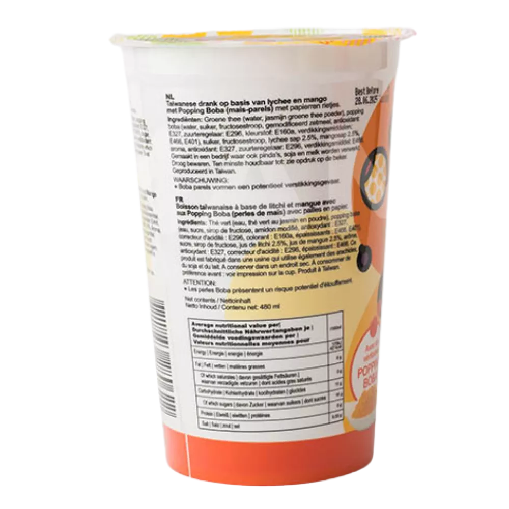 O'S Popping Boba Lychee Mango Einzelpack 480ML