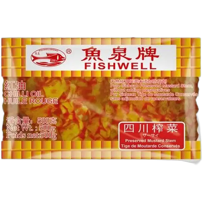 FISH WELL Ingelegde Mosterdkool Chili-olie 500G