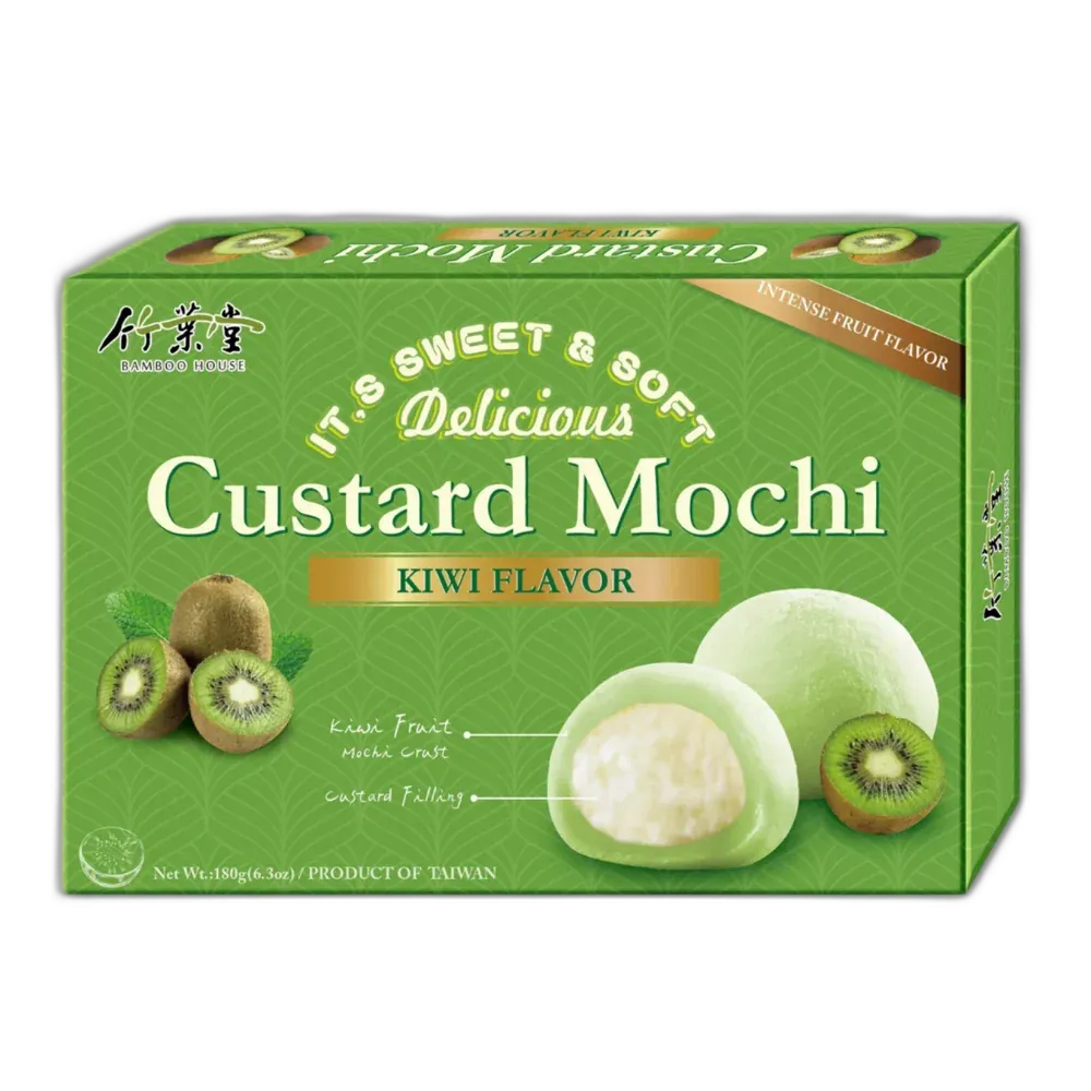 BAMBOE HUIS Mochi Custard Kiwi – Fruitige Rijstwafels 180g
