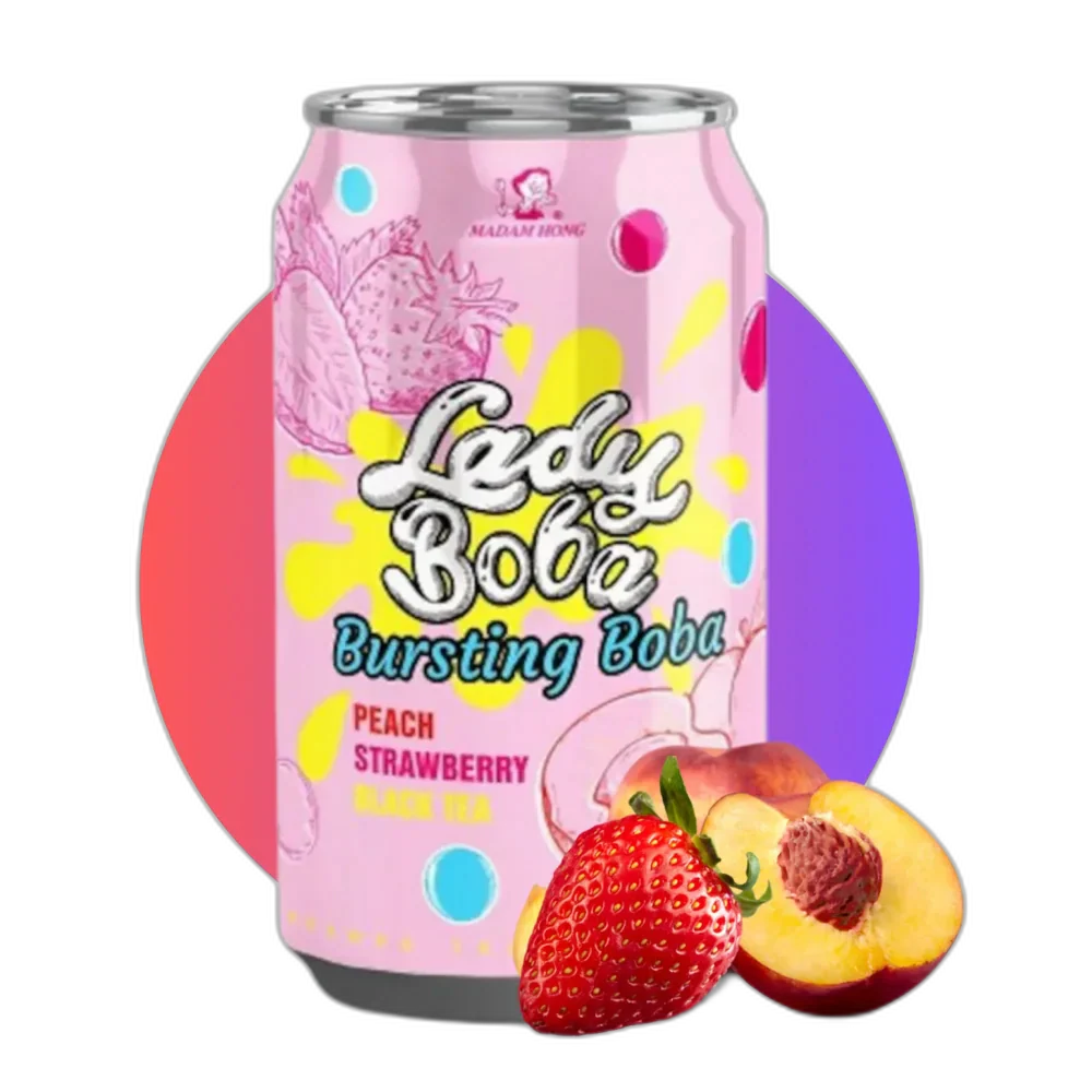 LADY BOBA Bubble Tea Perzik & Aardbei 320ML