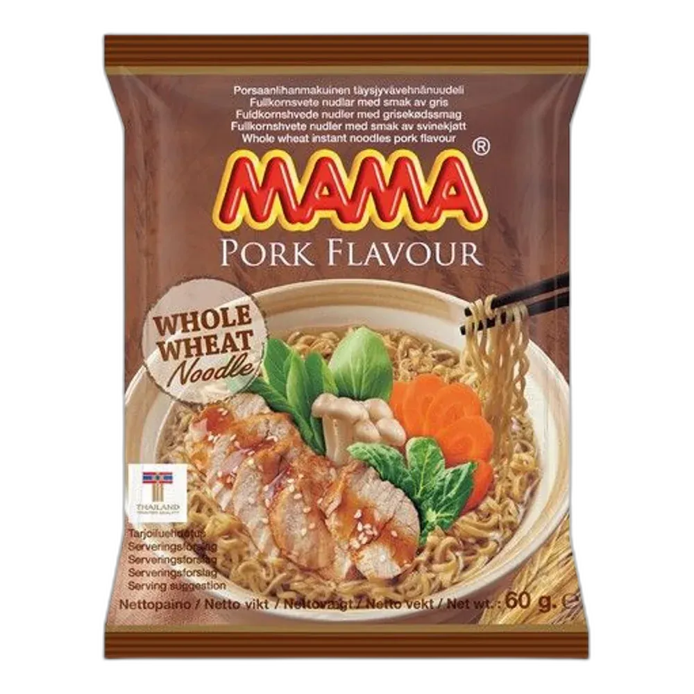 MAMA Instant Noedels Volkoren Met Varkenssmaak 60G – Thaise noedelschotel