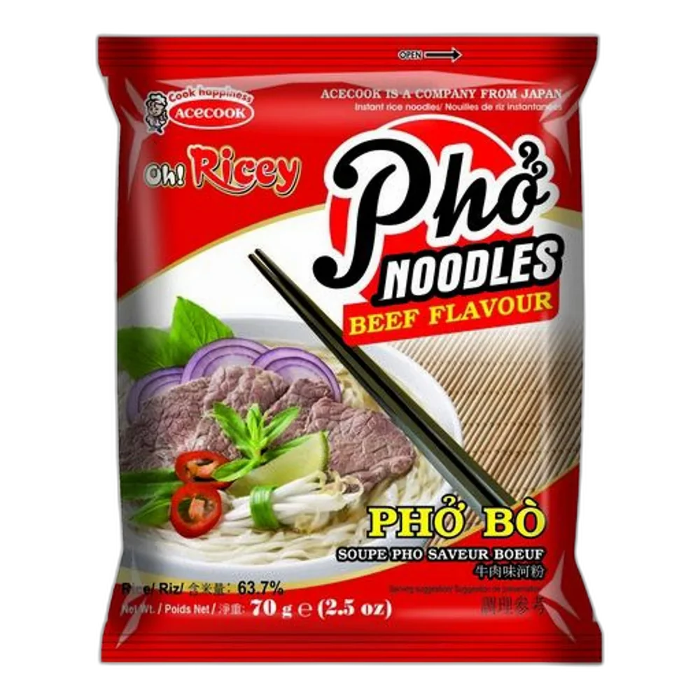 ACECOOK OH! Rijstachtige Pho Noedels Rundvlees 70G