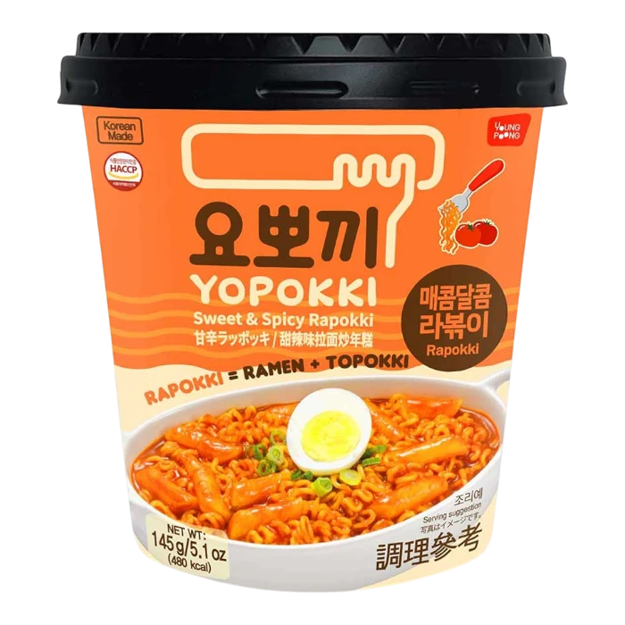 YOPOKKI Rijstcake & Ramen Cup Zoet & Pittig 145G