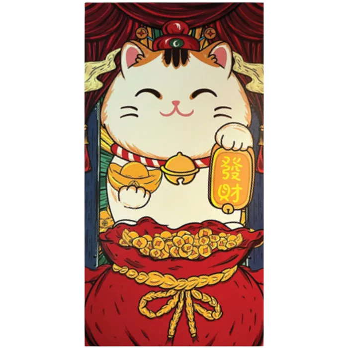 Rode envelop Hong Bao Lucky Cat C 5 stuks per verpakking