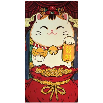 Rode envelop Hong Bao Lucky Cat C 5 stuks per verpakking