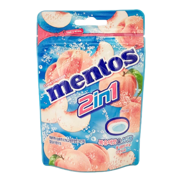 MENTOS 2in1 Bonbon Pfirsich&Soda 45G
