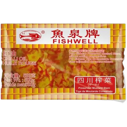 FISH WELL Ingelegde Mosterdkool Chili-olie 500G