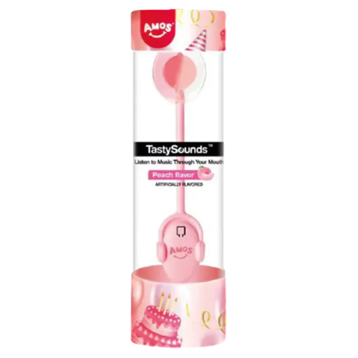 AMOS Lekkere Geluiden Lollipop. Perzik Gelukkige Verjaardag 16G