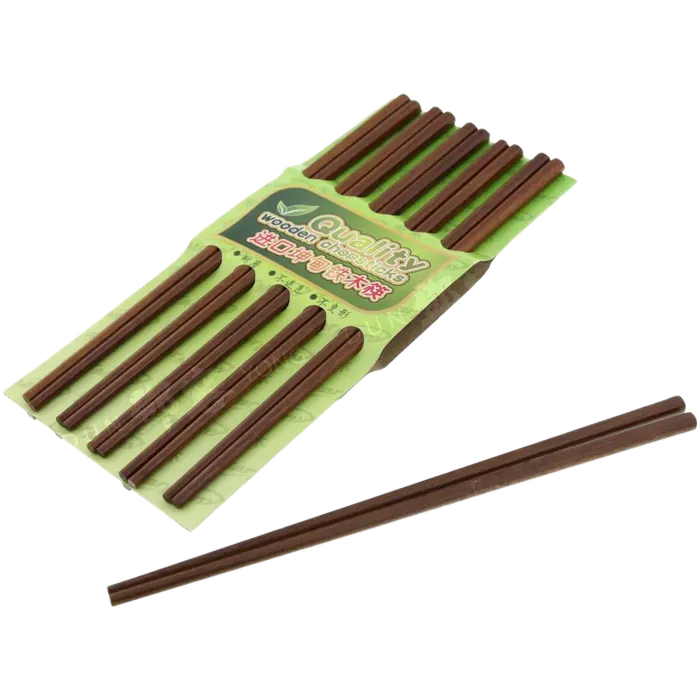 Eetstokjesset 5 paar bruin hout 22,5cm