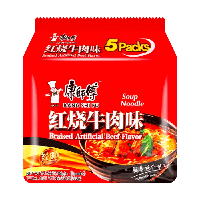 KANGSHIFU Instantnoedels Gestoofd Rundvlees 5x106g