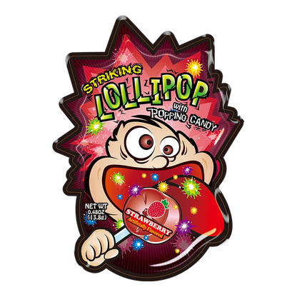 OPVALLENDE Lollipop Popping C. Aardbei 13,8 g