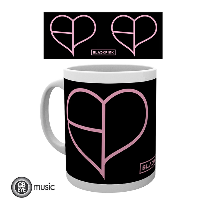 ZWART ROZE mok 320ML hartpictogram