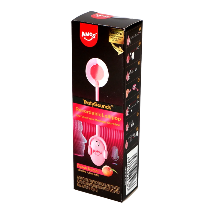 AMOS Lekkere Geluiden Lollipop. Perzik Opneembare 16G