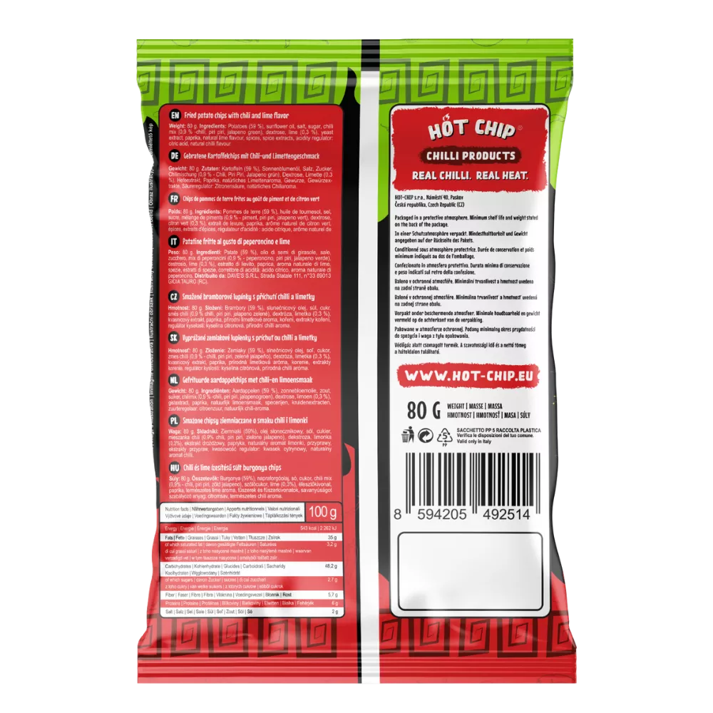 HOT CHIP Aardappelchips Chili & Limoen 80G