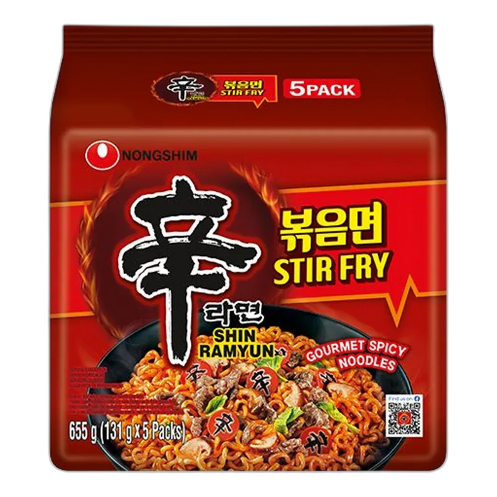 NONGSHIM Shin Ramyun Roerbak 5x131G – Pittige Koreaanse instantnoedels