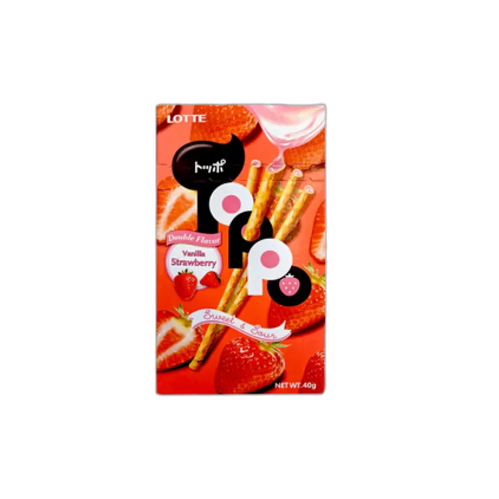 LOTTE Toppo Vanille Aardbeiensticks 40G